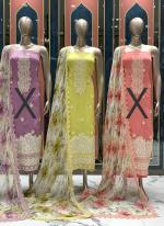 Organza Yellow Festival Wear Cut Work Punjabi Dress Material